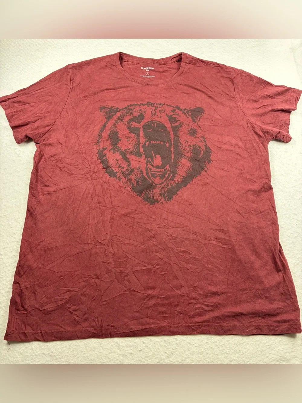 Goodfellow‎ & Co Maroon Bear Graphic Short Sleeve Tee XL